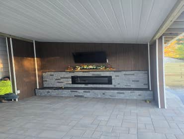 Photos by Rojas Landscaping & Handyman Services LLC #1 Preasure Threated Wood Horizontal Fence Installation
Exterior Fire Place
Paavers Patio/walkway