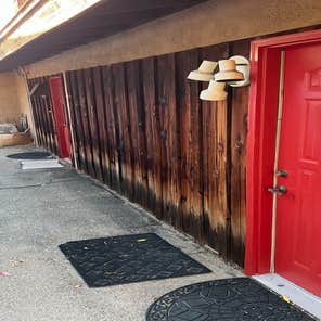 painted doors and red wood refurnish heavily damaged red wood. restoration