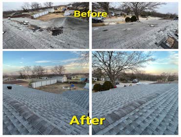 Re-roof includes decking and joist replacement