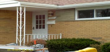 This is a panoramic display of a variety of photos from numerous jobs. We are showing everything from a flat membrane roof to box gutter and chimney re