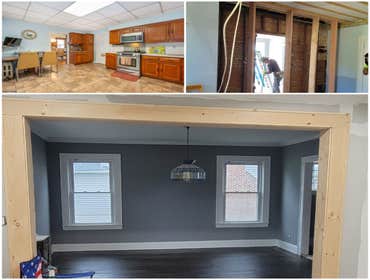 Photos by L.E.E Home Improvements #1 Entry between kitchen and dining area was expanded. Drywall was installed on ceilings and part of the walls. Kitch