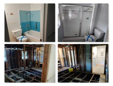 2 Bathrooms demo into 1 Ma Ba Huntington Beach before/after