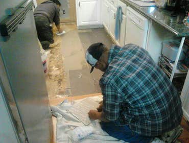 Flooring - Kitchen - Tile Flooring - Kitchen - Tile, oversized 12" x 24" with Brick Pattern