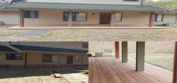 Small redwood deck