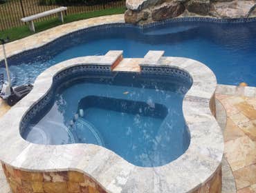 16 Robinhood Dr. Medford, N.J.08055 Installed Viking Figi Pool w/Travertine pool deck