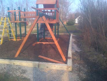 Playground installation ( Leveling & Grading & Building support for play area) Playground Installation which involved leveling and grading of land with