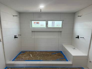 Photos by Feldman Construction #2 Main bathroom remodeling / renovation
New plumbing with 2 shower systems
New waterproof walls and new 4’ by 6’ show