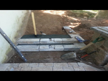 Outside work pavers, addition and siding. Photos of outside work. Back yard pavers