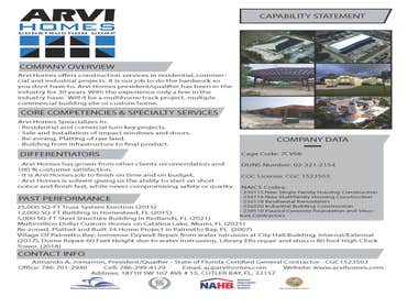 Capability Statement Capability Statement. Describes our company and the projects we do