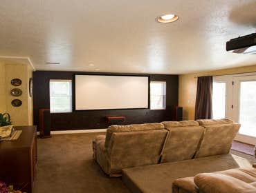 Photos by Edgewater Construction LLC #2 Design Build of Media Room and modifications to kitchenette, family room and basement bedrooms.