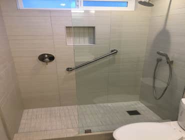 New shower with relocated valve