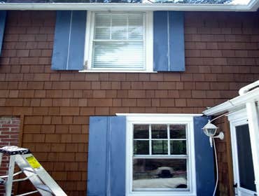 Project 1, building a basement with a powder room, Project 2, restoration of ceder shingles & shutters Framing over concrete, installing electric ligh
