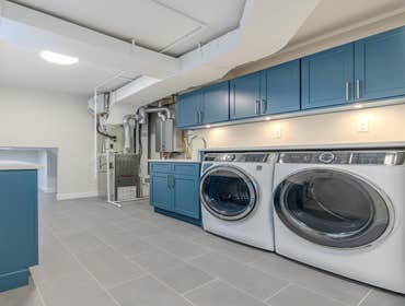 Laundry Renovation Allure Galaxy Transform your laundry space into a serene oasis with our latest renovation featuring stunning blue cabinets! ✨
The 