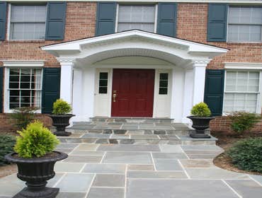 Portico & new stone walkway