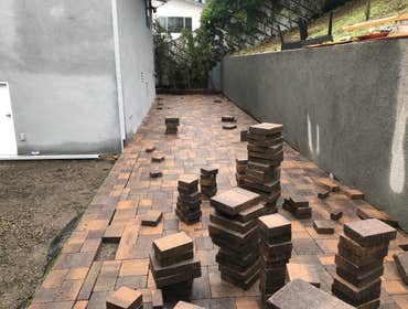 Photos by Avi Malka #4 Pavers , Stucco , Rail and rail cover
Railroad ties Slope steps design