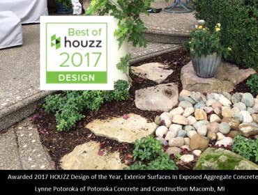 Exposed aggregate Patio photo by Potoroka Concrete