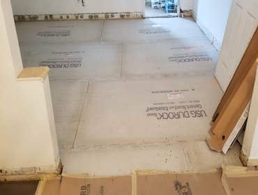 SHANANDOAH (LGA ) FLOORING JOB subflooring repairs and new 1000 sf porcelain tiles installation