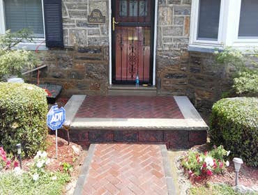 Brick paver landing and walkway