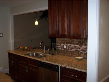 RTA Brandywine Maple Kitchen Cabinets The style of cabinets for this makeover are RTA Brandywine Maple. A notable features is the stainless steel subwa