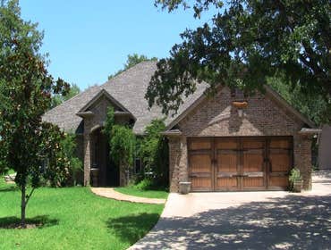 Cedar Garage Door and Backyard Kitchen