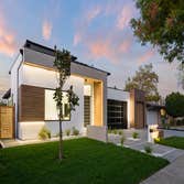 Contemporary custom home exterior with landscaping built by Ritz Builders in Cupertino CA