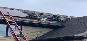 Photos by Rethink Electric Solar installation on a steep roof