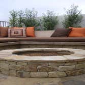 Stone firepit and bench