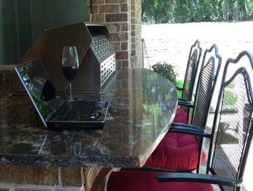 Cedar Garage Door and Backyard Kitchen