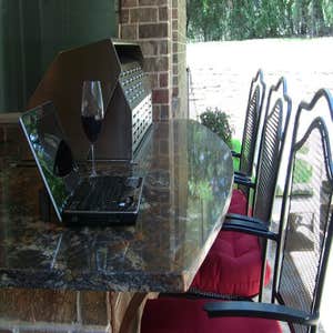 Cedar Garage Door and Backyard Kitchen