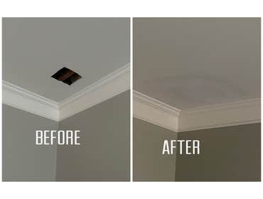 Photos by Fast Patch Drywall Repair LLC #1 Plumber had to make a hole in the drywall to repair a leak I came in and repaired the drywall in 1.5 hours.