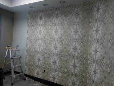 doctors offices wall covering installation we wallpapering this 2 walls for our friend doctor take us one day