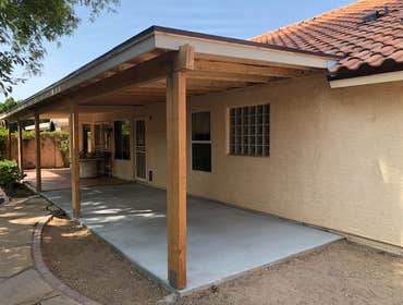 Photos by PCC Roofing & Construction, LLC Partial demolition of existing rear porch and haul away, remove & replace (x3) existing 4 x 6 post with new p