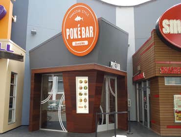 Restaurant Design & Build: Poke Bar at Universal CityWalk Hollywood, Los Angeles Full exterior and interior design and construction for a Poke Bar loca