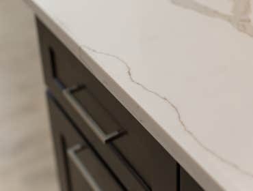 Kitchen | Modern Espresso Colored Cabinets | Glass Mosaic Tile & Quartz Marble Kitchen | Modern Espresso Colored Cabinets | Glass Mosaic Tile & Quartz 
