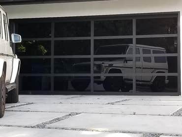 Calabasas Black on Black Glass Garage Door