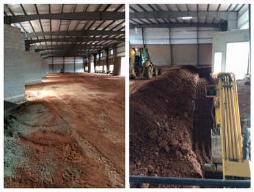 Industrial New Construction Site Work Excavated 2000' of trench for an electric line inside a new construction warehouse.