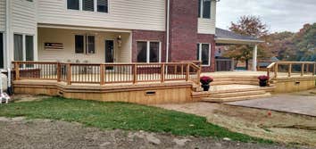 Skaer Project The clients were looking for a large deck to be able to entertain family and friends on. They wanted it to provide easy access to the poo