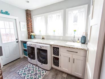 Laundry Room Addition We converted this back porch into a laundry room and powder room ease and function