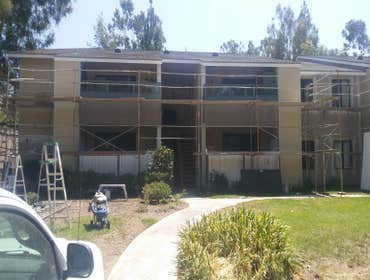 condo painting in Lake Forest Ca. for L. F. C. construction painting condo's withly newly installed hardie backer siding by Stutzman's siding & L.F. C.