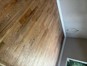Oak floors stained Warm Gray