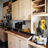 Custom made cabinets and workbench