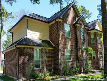 Conroe Texas Patio Cover, LP SmartSide Siding, Energy Efficient Replacement Windows, Sherwin-Williams Paint & Seamless Gutters This is a Conroe Texas h