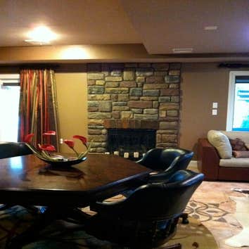 Basement Fireplace Remodel This is a basement that SVD Construction have remodeled along with the fireplace total overhaul. The designer was Susan Brow