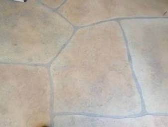 Stamped, colored concrete.