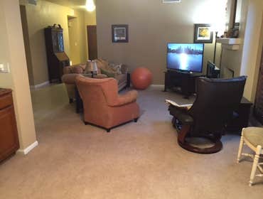 "Before" flooring in living ro
