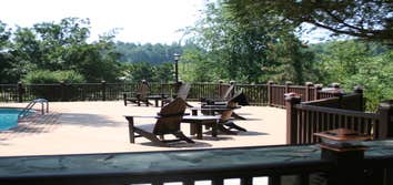 Trex deck with hardscape stone patios with landsca