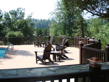 Trex deck with hardscape stone patios with landsca
