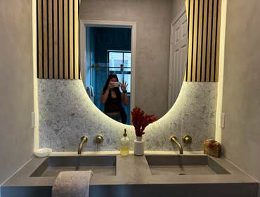 Photos by Ark Concept & Construction Inc #1 Residential bathroom remodel combining the timeless appeal of classic high-end materials with the raw, unfi