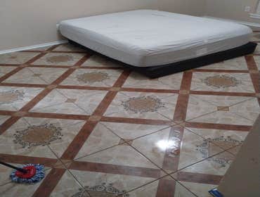 Rowlett, Texas Demo 1000 sq ft of carpet and vinyl plank floor and installation of 1000 sq ft of ceramic tile. Painted interior walls. Design and insta