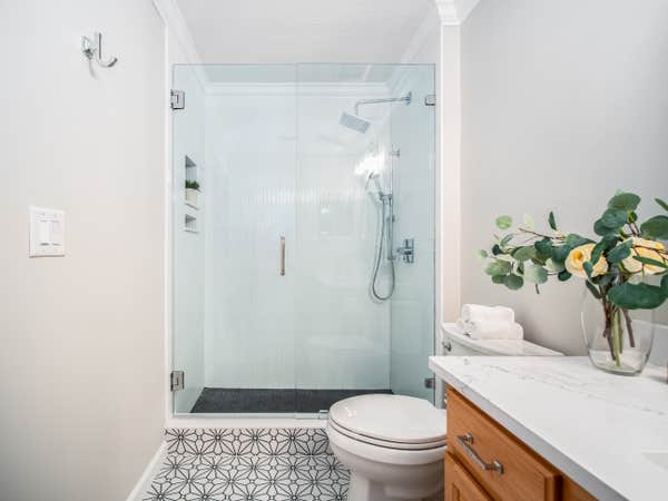 Glass Shower Bathroom Renovation – Woodland Hills Modern Bathroom Design